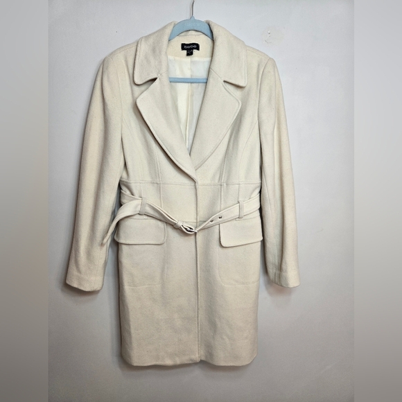 Y2K bebe Cream Trench Coat with Belt - Picture 1 of 8
